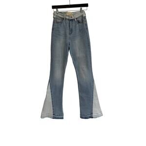 Altar'd State Bell-Bottom Jeans Womens 28 Indigo Two-tone Y2K Retro Bootcut